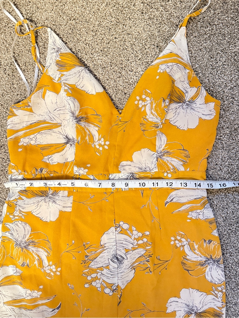Lulu's Mustard Floral High-Low Ruffle Dress - Picture 3 of 6